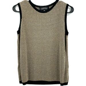 Kasper Women's Rayon Blend Sweater Vest, Black & Gold, Sz. 8P Preppy Academia